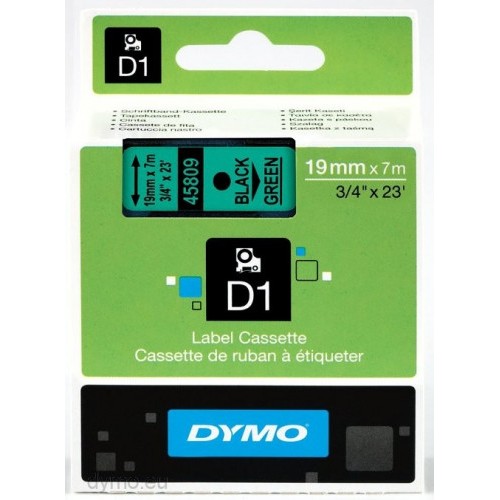 978-CINTA ROTULADORA D1 19MMX7M NEGRO/VERDE DYMO S0720890