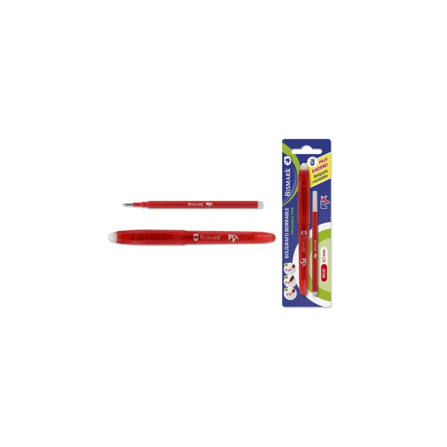 9851-BOLIGRAFO BORRABLE C/CAPUCHON+1 RECAMBIO ROJO BISMARK 329571