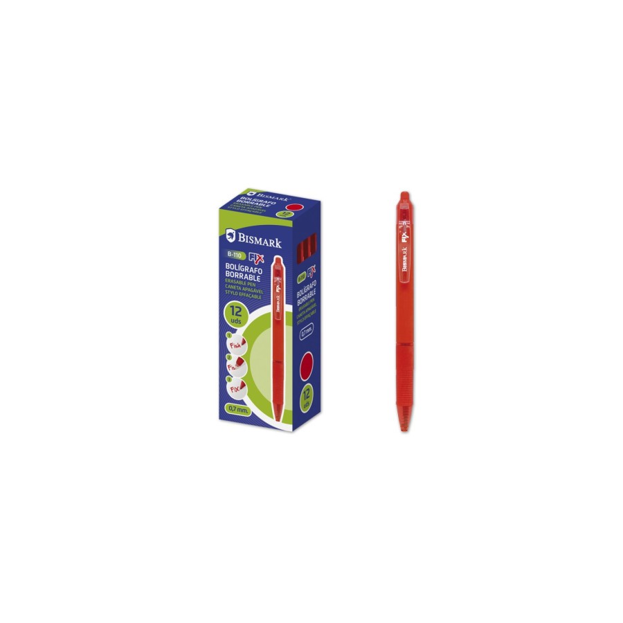 9858-BOLIGRAFO BORRABLE C/CLIP ROJO BISMARK 330217