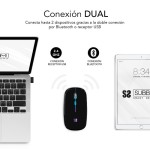 9890-RATON OPTICO INALAMBRICO 2.4G Y BT RGB LED DUAL FLAT MOUSE BLACK