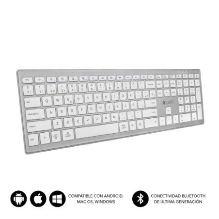 9891-SUBBLIM Teclado Completo delgado inalambrico Bluetooth Pure Extended Silver