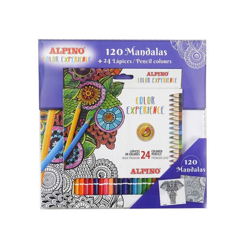 9932-SET LIBRO 120 MANDALAS + 24 LAPICES COLOR EXPERIENCE ALPINO AL000250