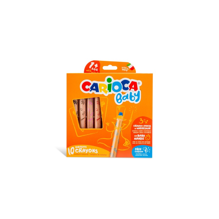 9952-CAJA 10 LAPICES 3 EN 1 + SACAPUNTAS CARIOCA BABY 42818
